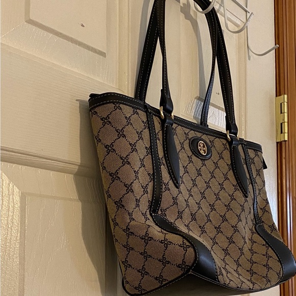 Nine West Black and Tan Patterned Tote - Picture 3 of 6